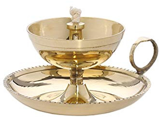 NKlaus 2x Ghee Lampe Öllampe Handarbeit Messing Haus Garten Gold 40430