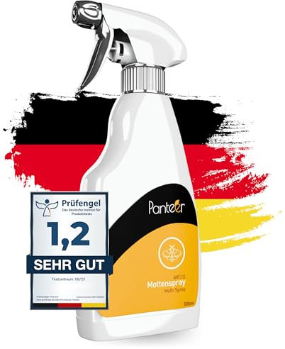 Panteer ® Spray antipolillas 500ml - protección antipolillas contra polillas de los Alimentos y polillas de la Ropa - Lucha contra Las polillas sin permetrina - Fabricado en Alemania
