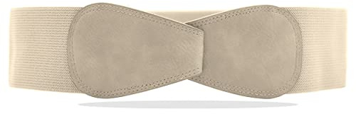 Van Der Rich ® - Cintura Obi Elastica Estensibile con Larghezza di 7 cm - Donna (Beige, TU)