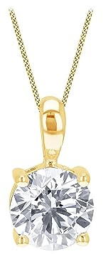 Amazon Essentials Halskette mit Anhänger aus Gelbgold mit 1 Karat Laborgezüchteter Diamant (ehemals Amazon Collection)