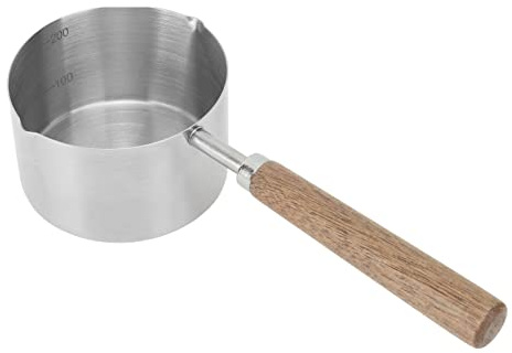Kastrull med Hällpipar, 200 Ml Trähandtag Rostfritt Stål Såspanna Kokgryta Mini Smörvärmare Liten Nonstick Mjölkgryta Vax Smältdegel Vattenslev Mätkopp