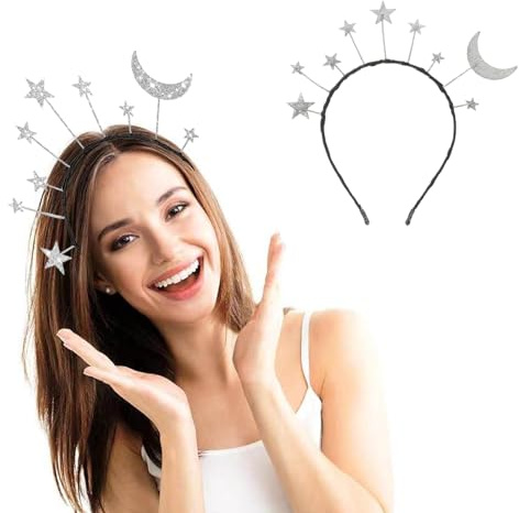 Haarreif Sterne Mond Stirnband Haarreifen Damen Glitzer Alien kostüm Damen Geburtstagsfeier Haarband Haarschmuck für Geburtstag Kostümparty Karneval