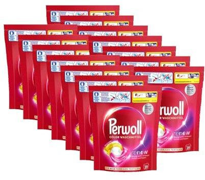 PERWOLL Caps Color Waschmittel 14x 19 WL (266 Wäschen), All-in-1 Waschmittel Caps reinigen sanft und erneuern Farben & Fasern, für alle dunklen Textilien, mit Dreifach-Renew-Technologie