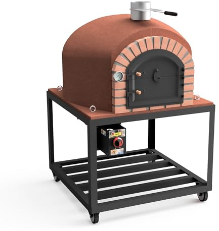 MOVELAR - Holzofen für den Außenbereich, Modell GRAN CANÁRIA (Burdeos - 80 x 80 x 170 cm) – isoliert mit Kork & 3 Keramikmatten, robuster Steinofen für Pizza & Brot