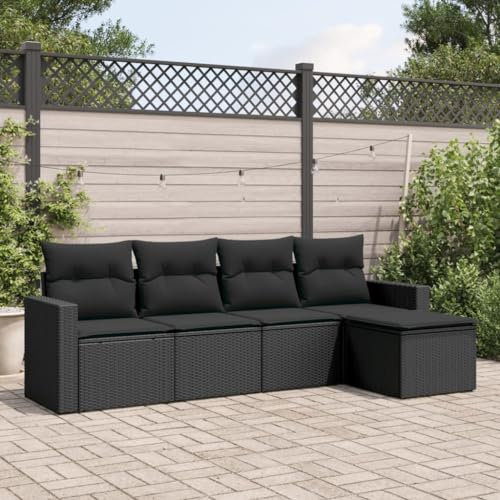 Festnight Gartenlounge Mit Stauraum - Rattan Sofa Balkon Garten Lounge Outdoor Ecklounge Sitzecke Klein Loungemöbel Gartensofa Ecksofa Rattansofa Couch