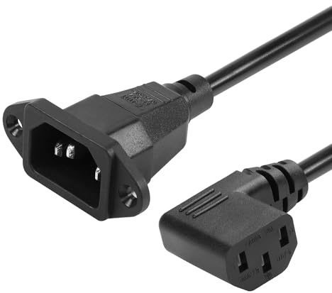 CERRXIAN C14 auf 90 Grad C13 PDU Netzteil-Verlängerungskabel, IEC 320 C14 Stecker auf linksgewinkelt, C13-Buchse, 3-poliges Netzkabel, für Monitore, Computer usw. - 0,3 m (rechts)