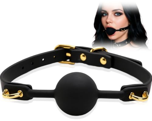 Silikon Ballknebel, Silent Knebel Mundknebel Silikon Ball Gag Verstellbarer Fetish SM SexSpiele Ballknebel für Männer und Frauen (Medium Ø4.2cm / Schwarz) (Schwarz)