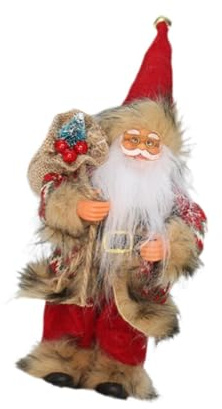 harayaa Figurine de Père Noël Classique Père Noël Debout Jouet de Père Noël Poupées de Noël Décorations de Noël Santa Claus pour Arbres de Noël Vitrine Cheminée 22cm, Rouge
