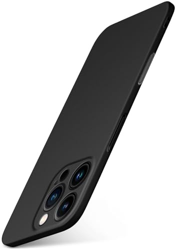 moex für iPhone 16 Pro Hülle Ultra Dünn, Schutzhülle mit erhöhtem Kameraschutz, Slim Cover Hardcase Backcover, Dünnste Handyhülle Minimalistisch Alpha Case, Matt Schwarz