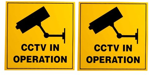 Tek Automotive CCTV In Operation Sign Sticker Twin Pack 10x10cm – Small CCTV Warning Stickers for Windows, Doors, Outdoor & Indoor Use – Security Signs for Home, Shops & Offices