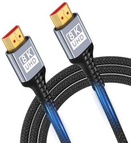 HDMI 2.1 Kabel 3Meter 8K,48Gbps Ultra Highspeed HDMI Kabel 8K@60Hz 4K@120Hz 7680P,HDMI 2.1 unterstützt HDR10 eARC 3D HDCP 2.2 & 2.3,Kompatibel mit PS5/4 X-Box HDTV Blu-ray Player/Monitor/Laptop