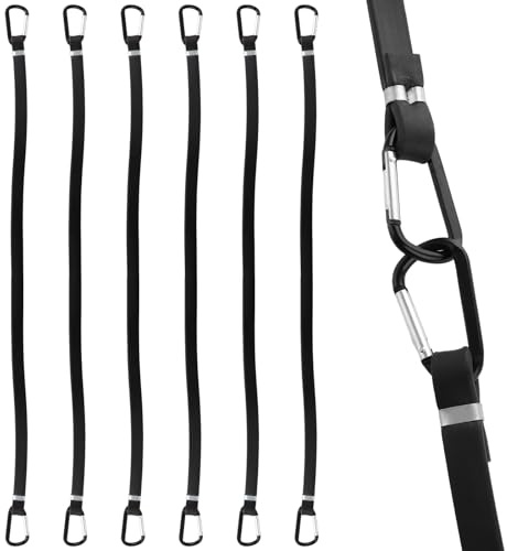 SHUESS 6er Set Spanngummi mit Karabiner 1m, Expander mit Haken aus Latex, Extra Stark Spanngummi mit Haken, extra stark Gummispanner mit Karabiner für Fahrrad, Gepäck, Camping, Gummi Ladungssicherung