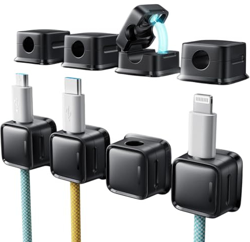Cord Organizer Holder, 8 Pack Magnetic Desk Cable Clips Management, Hide Phone Charging Cable Keeper, Strong Adhesive Wire Charger Holder for Nightstand, Kitchen Appliances, Office Supplies