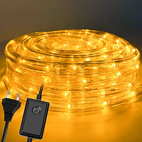 ISOISL LED Lichterschlauch Außen, 20m 480 LEDs Lichtschlauch außen Wasserfest LED Schlauch, Warm-weiß mit Timer & 8 Modi Lichtschlauch, für Außen Innen Party Hochzeit Weihnachten Dekolicht
