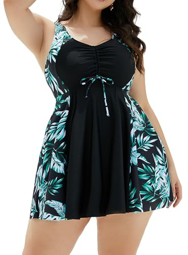Conjuntos de Tankini de Talla Grande para Mujer 2 Piezas Verano Cuello en V Bañador &Tirantes Ajustable Tallas Grandes Bikini Ropa Playa con Boyshorts, L-5XL