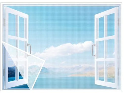W105 x H110cm Zanzariera Rete Fine con Nastro Adesivo Bianco Zanzariera anti-insetti con nastro adesivo Zanzariera per finestra a maglia fine senza foratura
