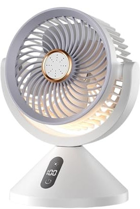 Doiyislem Ventilador de mesa con recirculación de aire - Ventilador de mesa recargable con centenar de velocidades - Acompañamiento de trabajo relajante con función de luz nocturna LED