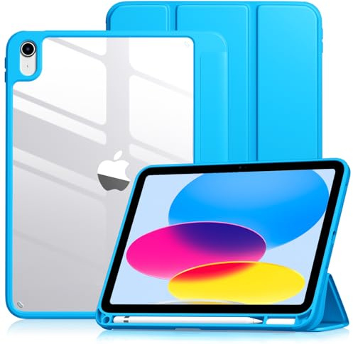 Vobafe Hülle für iPad (A16) 11. 11 Zoll 2025/10 Gen 10.9 2022, Azurblau | Hart PC Transparent Cover Rückseite Schutzhülle, iPad Hülle mit Stifthalter, Unterstützt Touch ID, Auto Schlafen/Wachen