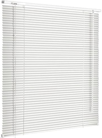 Veneziana Tende in Alluminio, Veneziane da Interno/Esterno Senza Forare 90 100 110 120 130CM 25mm Lamelle Veneziana Finestra Oscurante per casa, ufficio, bagno Finestra Privacy(White)