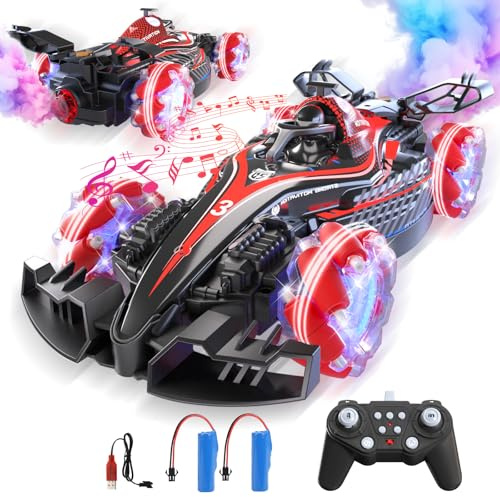 QiquBox Voiture Télécommandée 14 Canaux, Voiture RC avec Fonction Vaporisateur, Lumières et Musique, 25 km/h - Jouet pour Enfants 3-12 Ans - Idée Cadeau de Noël