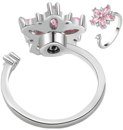 Spinnerringar För Kvinnor - Justerbar Blommönster Design Fidget Ring Spinner | Sinnesleksaker Meditationshjälp Stressreducering för Kvinnor Arbetsplats Flyg