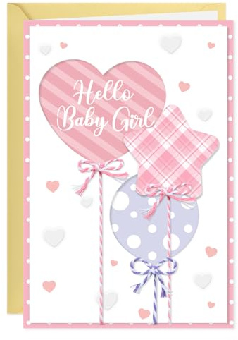 Babyparty-Karte – 3D-Karte für Neugeborene – rosa süßes Design – Willkommenskarte für Mädchen – Willkommen in der Welt Karte mit Umschlag und Siegelaufkleber – Geschenk für Neugeborene – Karten für