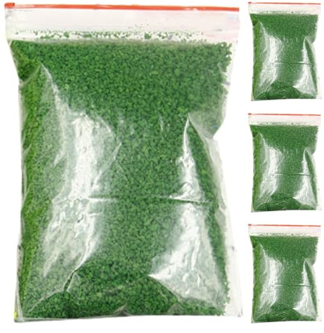 FONDOTIN de Gazon Artificiel Vert en Poudre Facile à Utiliser 4 Packs Poudre D’Arbre Poreuse Fausse Herbe pour Maquette pour Modélisme Ferroviaire pour Paysages Miniatures DIY