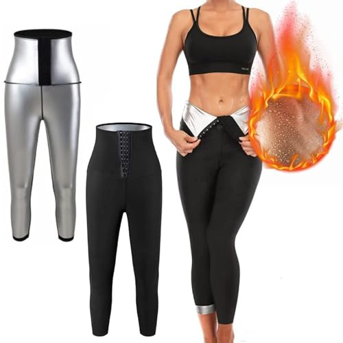 Temeemeg Sauna Pants for Women High Waist Shapewear Sauna Suit Women, Slimming Exercise Accessories Easy Care Black Pants Fitness Gym Yoga Girl.