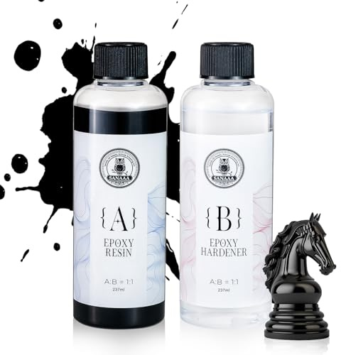 SANAAA Resina epoxi negra 474 ml, Resina epoxi de Alto Brillo sin Burbujas, Resina epoxi de Mesa para Manualidades, fundición, Bricolaje, Arte de Resina, moldes, joyería (237 ml x 2)