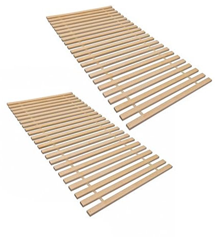 Madera Rollrost XXL mit 23 extra stabilen Leisten aus massiven Buchenholz, belastbar bis ca. 280 kg, Größe: Set, 2 x 70 x 200 cm