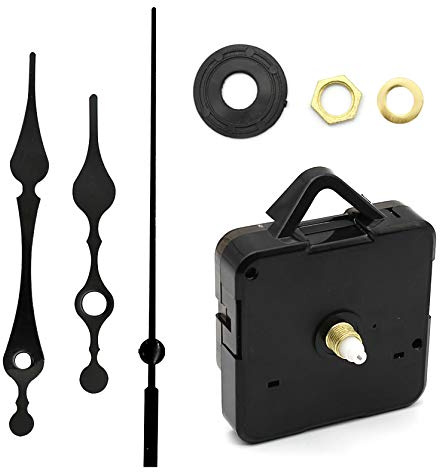 JustYit Quartz Uhrwerk Mit Zeiger für Wanduhr Schleichend, Zeiger Sets für DIY Wanduhr Reparatursatz Schwarz