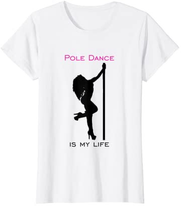 Damen Pole Dance Dancing Silhouette Stange Sport Oberteil Frau T-Shirt