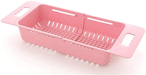 Collapsible Over The Sink Colander Dish Fruit Vegetable Strainer Drainer Basket for Kitchen Set of 1 (Pink Colour) (Pink)
