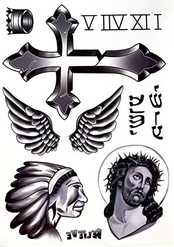Temporary Religiöses Kreuz Jesus Flügel Tattoo Fake Tattoo JB01