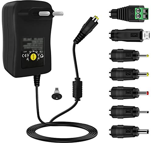 Universal Netzteil 3-12v, aifulo 40W Universal AC DC Adapter Steckernetzteil mit 7 Abnehmbaren Steckern für 3V 4.5V 5V 6V 7.5V 9V 12V Haus Elektronik LED-Streifen mit USB Anschluss - 3000mA Max