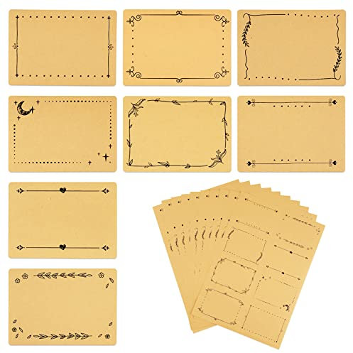 80 Stück Etiketten zum Beschriften selbstklebend Kraftpapier Klebeetiketten Aufkleber Sticker Vintage Namensetiketten Beschreibbar Basteln Deko für Marmeladen Schule Weihnachten