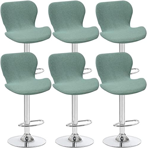 AQIGR Fundas de Sillas Elásticas de Bar,Juegos de 2/4/6 Cubiertas de Taburetes de Bar Universal Ajustable,Extraíbles y Lavables Fundas Protectora de Taburete de Cocina Giratorio con Respaldo