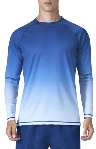 KPSUN Mens Swim Shirts UPF 50+ Rash Guard Long Sleeve Sun UV Protection Beach Shirts Quick Dry Fishing T-Shirt