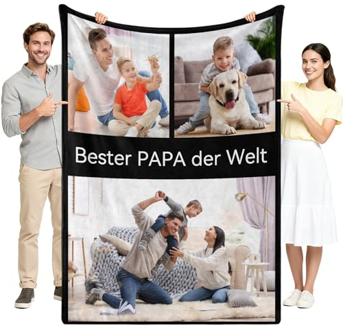 Greysky Personalisierte Decke mit Foto, Personalisierte Decken, Personalisierte Kuscheldecke mit Foto, Personalisierte Foto Decke, Personalisierte Geschenke Männer, Geburtstagsgeschenk für Papa