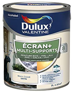 Dulux Valentine ECRAN+ MULTI-SUPPORTS EXTERIEURE - Peinture en Phase Aqueuse pour l'Éxtérieur et l 'Intérieur - Satin Blanc Cassé 2 L