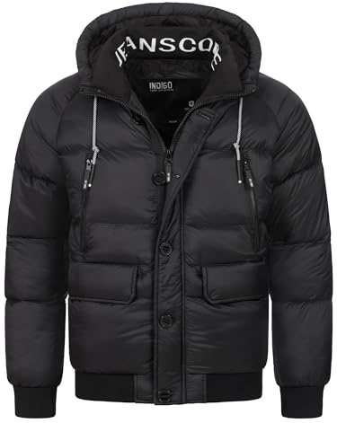 Indicode Herren INPaulix Steppjacke mit Kapuze | Herrenjacke Winterjacke Freizeitjacke Männer Black, S