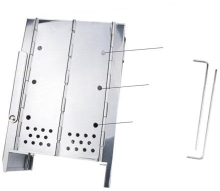Happyyami Outdoor-Kochgeschirr Mini zusammenklappbarer Kocher reisender Herd Grill Outdoor-Camping-Kochgeschirr quadratischer Holzofen Rostfreier Stahl klappbarer Herd Kochutensilien