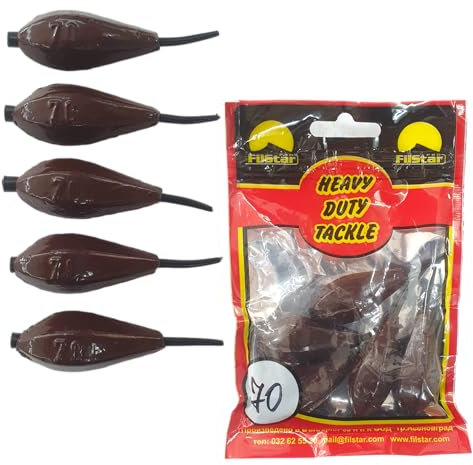 PRO FILSTAR Inline Grundblei Long Cast 5x70g - Blei Angeln - Angel Bleie Set - Grundangeln - Birnenblei Angeln - Blei Gewicht - Angelblei - Fishing Weights - Bleigewichte – Tropfenblei – Karpfenblei