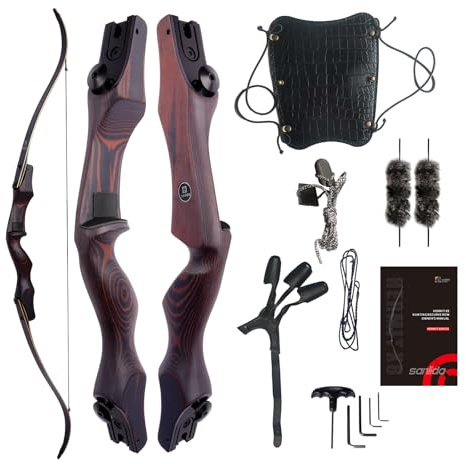 New Sanlida Hermit X8 Standard ILF Takedown Hunting Recurve Bow for Adults and Hunters, 62 Inch Wooden Recurve Bows Package for Outdoor, Hunting and Practice 25-60Lbs RH Only (40Lbs)