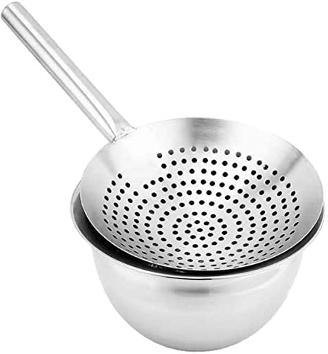 Alipis Reusable Oil Strainer and Oil Bowl Set, Stainless Steel with Fine Mesh Filter, Silver, 2 Pieces, Designed for Filtering Out Residue, Suitable for Hotels and Restaurants