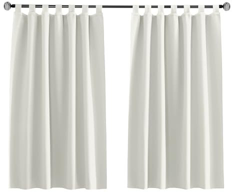 Tenger Home Tenda corta oscurante per finestra della cucina, per camera da letto, con passanti, 1 pezzo (Avorio, 120x150 cm