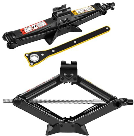 Scissor Lift Jack 2 Ton Portable Tire Jack Small Car Jack Kit with Saving Ratchet Wrench Tire Change Kit Tool for Car SUV MPV 4 to 15 Height Range Black