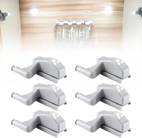 Scharnier LED-Licht, LED-Sensorlicht für Innenscharniere,Schrankbeleuchtung LED-Kleiderschrank Beleuchtung,Heimlampe,Scharnier-LED-Sensorlicht für zu Hause Küche Wohnzimmer (Natürliches Licht,6PCS)