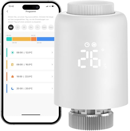ChunHee Smartes Zigbee Termostato de Radiador Wifi, Termostato de Calefacción Compatible Móvil Tuya APP Ajustar la Temperatura Ahorra Costes de Calefacción (Requiere Zigbee 3.0 Hub)