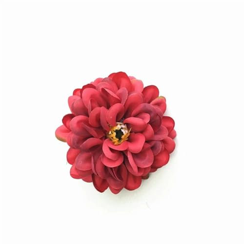 KRVDGR 5 Stück 7 cm Künstliche Blüte Chrysantheme Blume für Weihnachtsdekoration DIY Kranz Home Decor-Rot